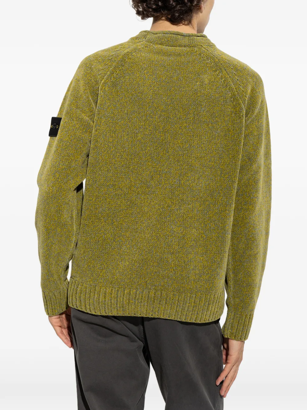 Stone Island 5100013 mouliné trui van katoenen chenille Groen