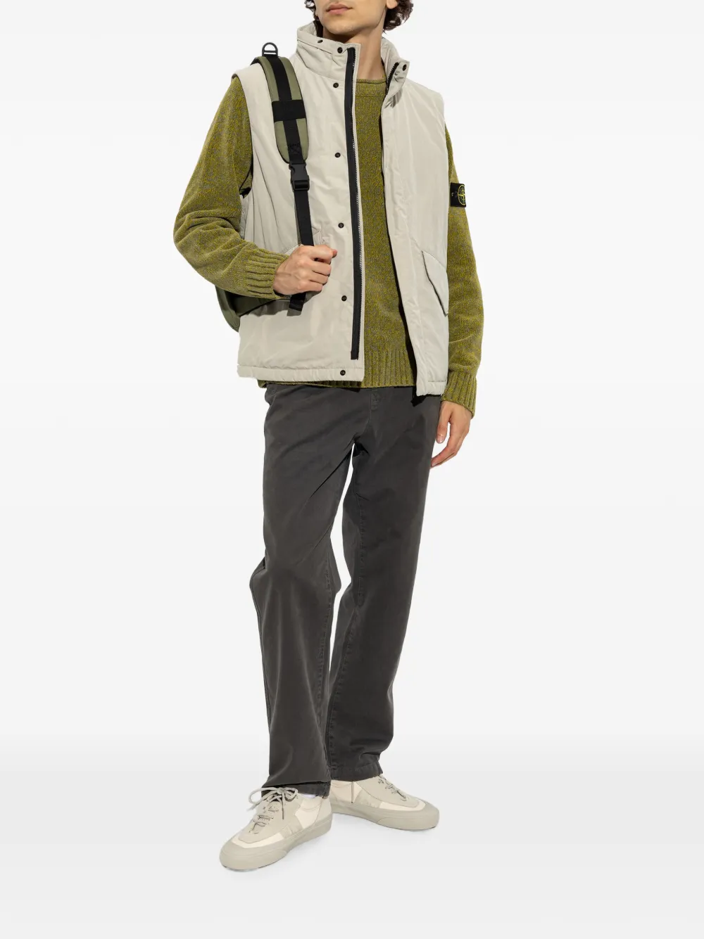 Stone Island 5100013 mouliné trui van katoenen chenille Groen