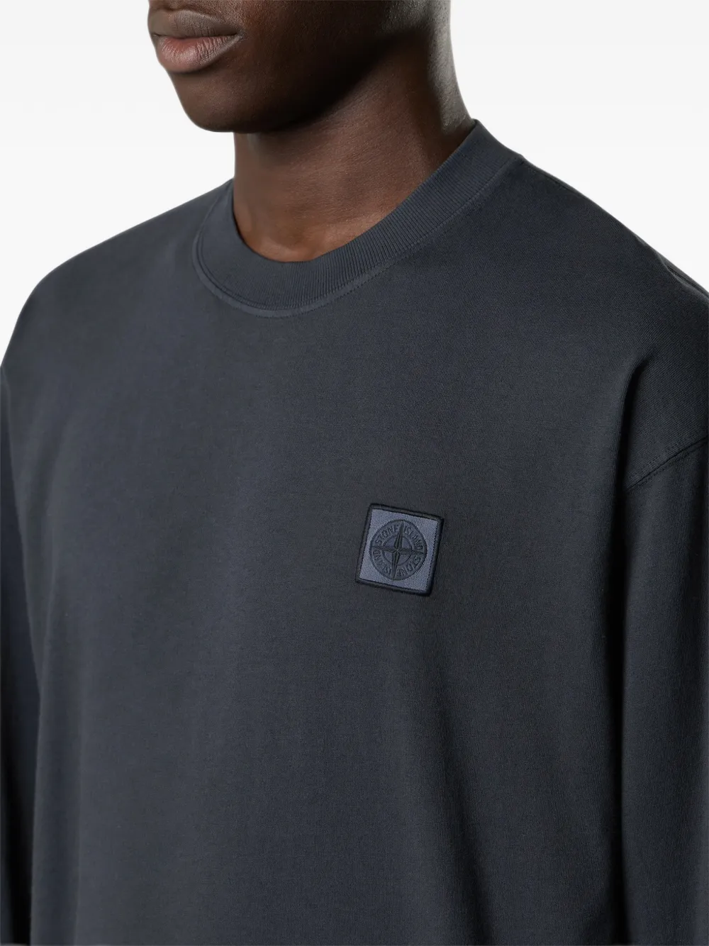 Stone Island T-shirt met logopatch en lange mouwen Blauw