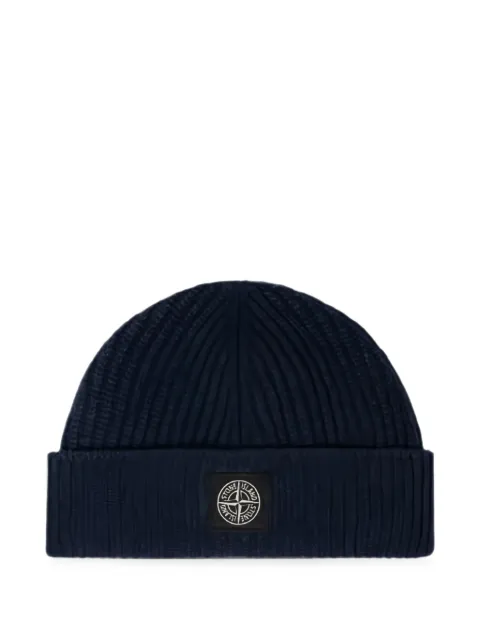 Stone Island ribbed-knit logo-patch beanie hat