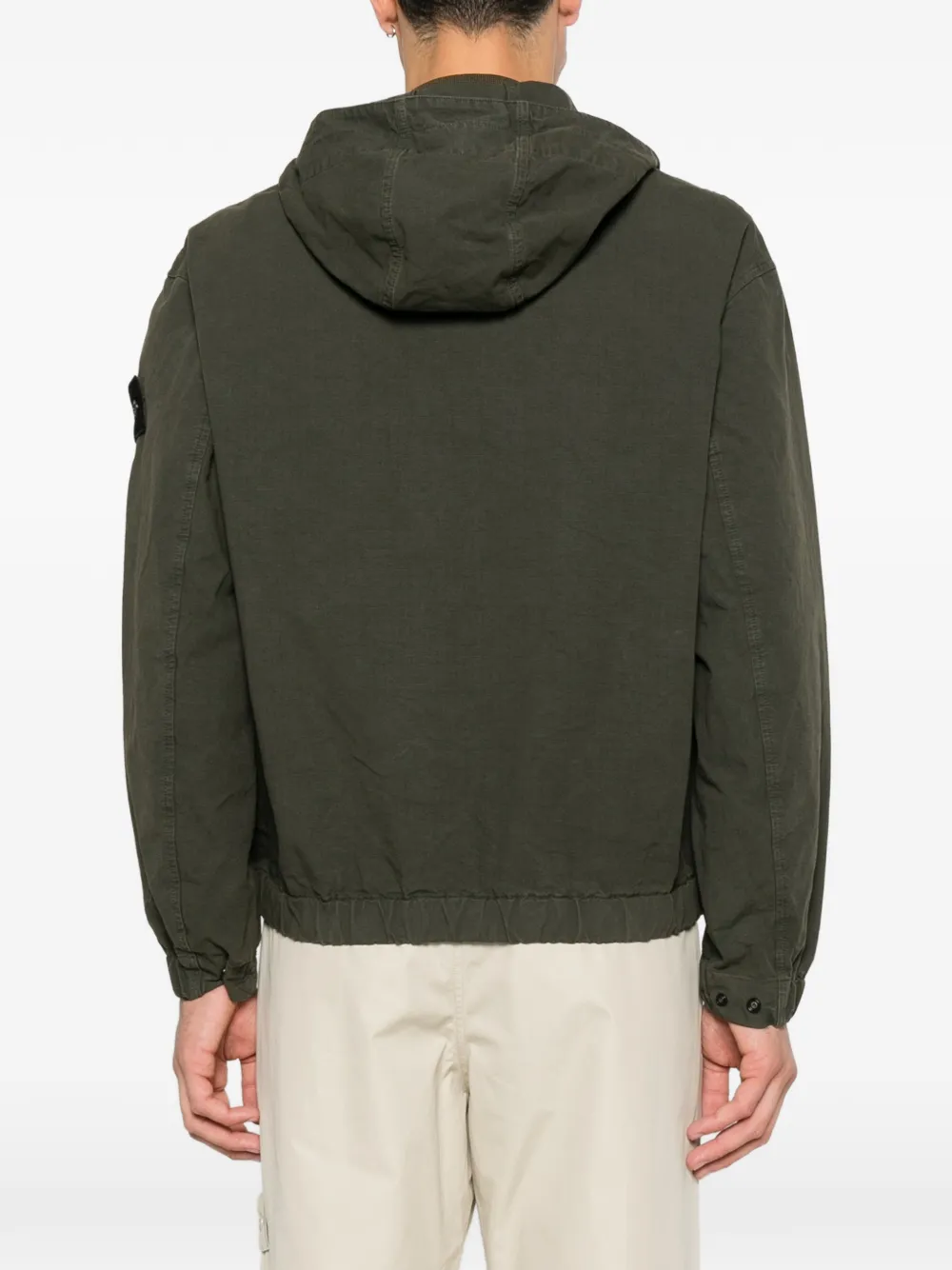 Stone Island 1200011 katoenen ripstop ruimvallend shirtjack met capuchon en ritszakken Groen