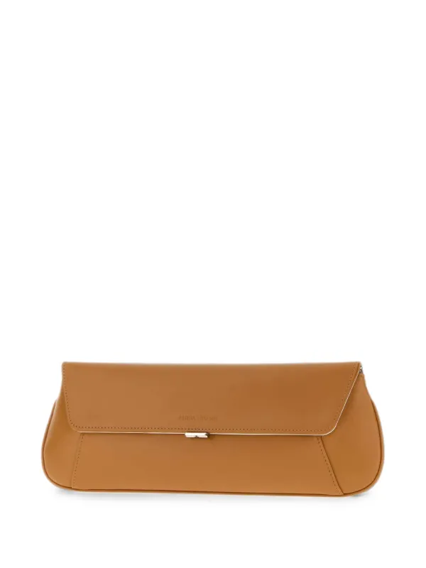 Amina Muaddi Ami Logo-plaque Clutch Bag in Neutrals