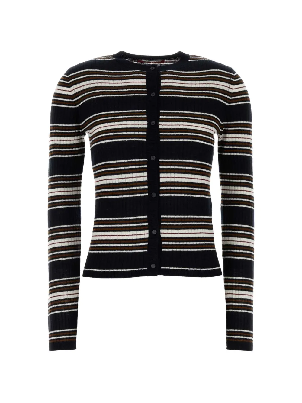 Max Mara striped ribbed-knit silk cardigan - Nero