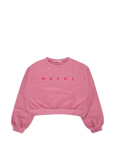 Marni Kids logo-print cropped sweater