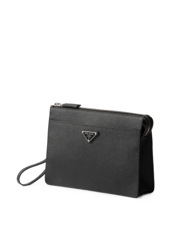 PRADA ブラック クラッチバッグ Prada サフィアーノレザー クラッチバッグ | ブラック | FARFETCH JP