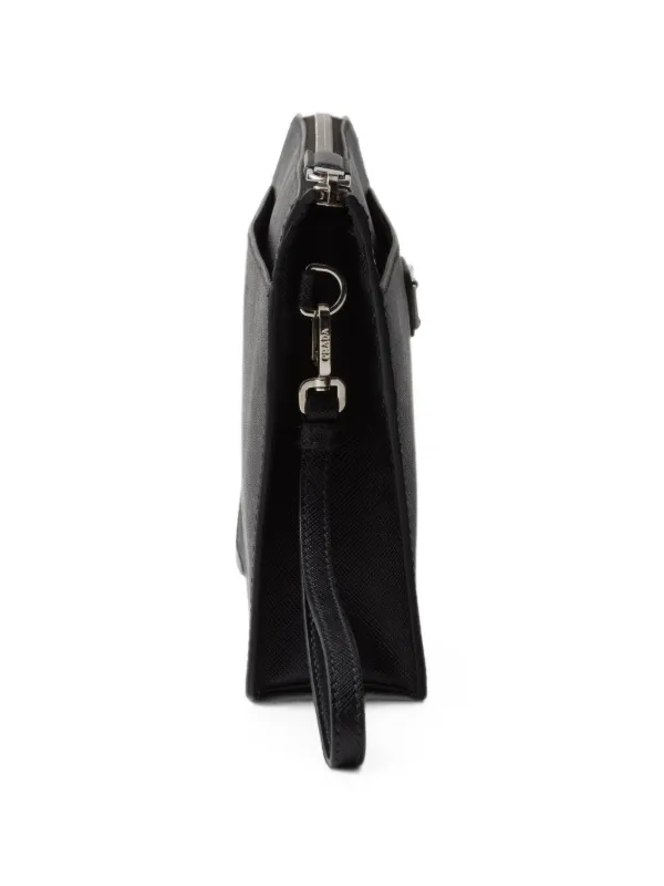 Prada サフィアーノレザー クラッチバッグ | ブラック | FARFETCH JP