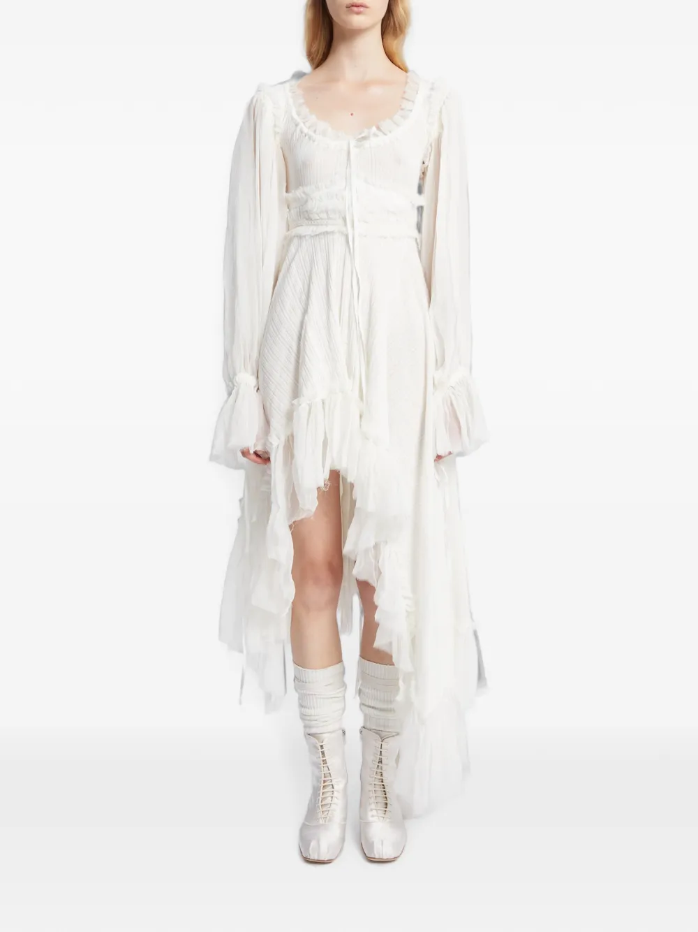 Ann Demeulemeester Giti ruffled asymmetric dress - Bianco