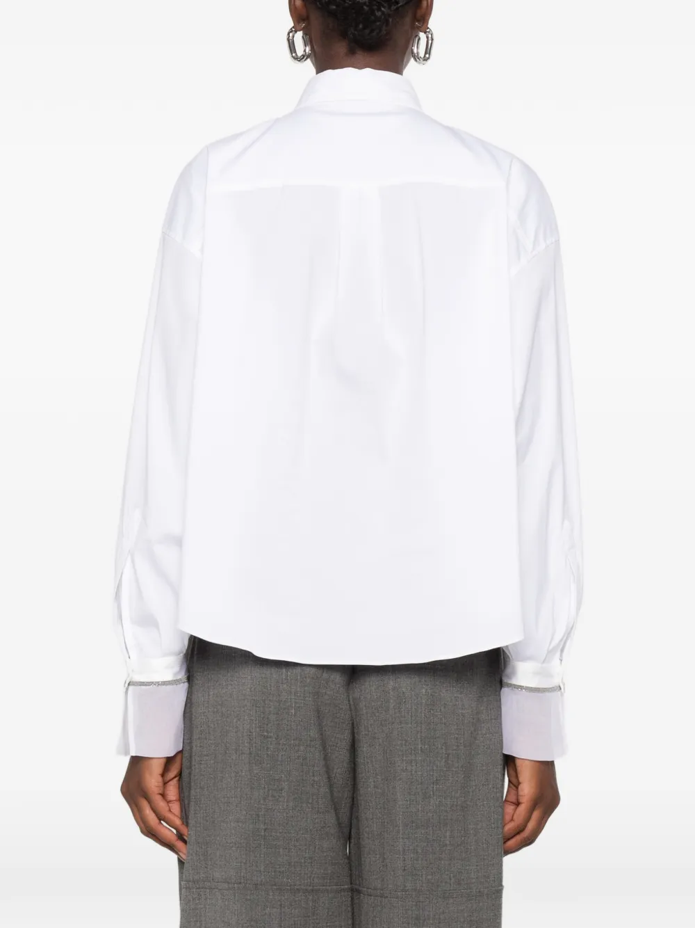 Brunello Cucinelli Blouse met organza manchetten Wit