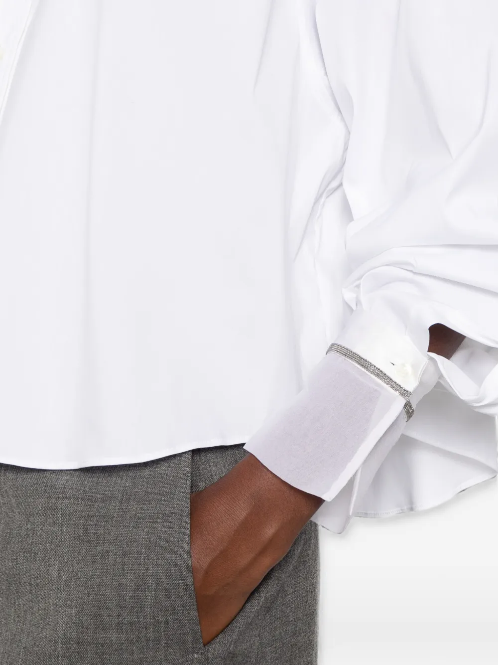 Brunello Cucinelli Blouse met organza manchetten Wit