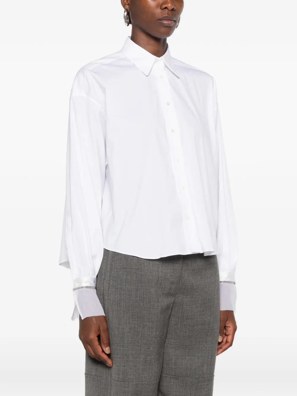 Brunello Cucinelli Blouse met organza manchetten Wit