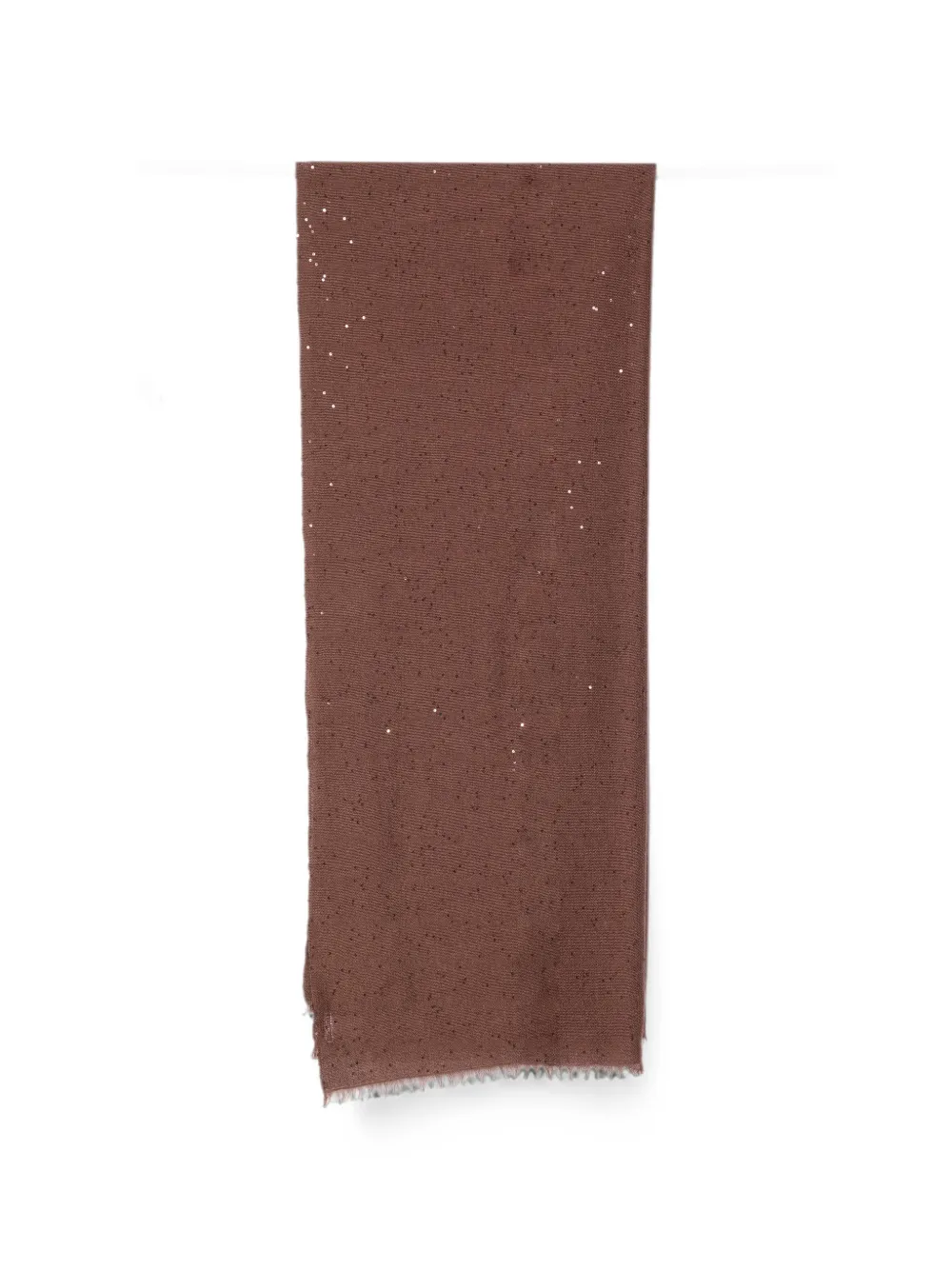 Brunello Cucinelli sequin-embellished frayed scarf - Marrone