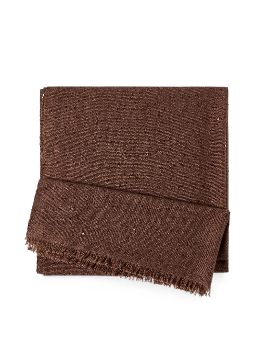 Brunello Cucinelli sequin-embellished frayed scarf - Marrone