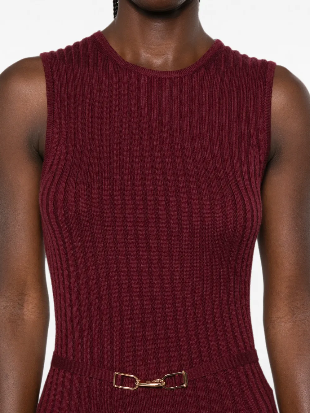 Gabriela Hearst Meier ribgebreide midi-jurk met riem Rood