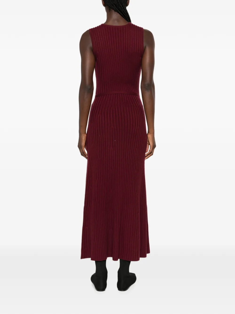 Gabriela Hearst Meier ribgebreide midi-jurk met riem Rood