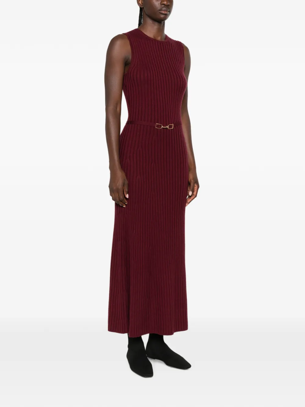 Gabriela Hearst Meier ribgebreide midi-jurk met riem Rood