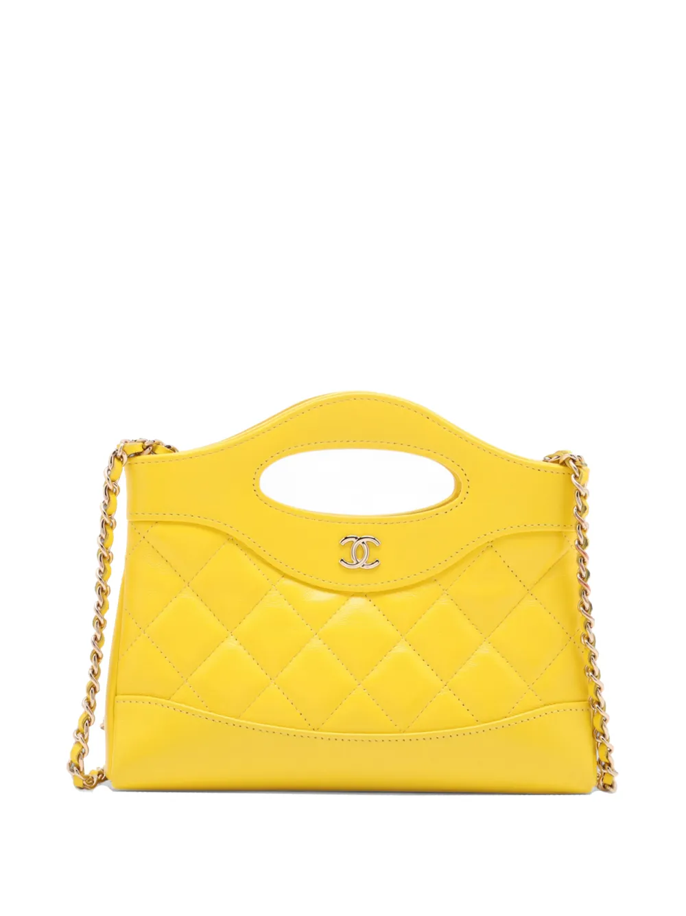 CHANEL Pre-Owned Borsa a tracolla Nano 31 in pelle di vitello lucida 2021-2026 - Giallo