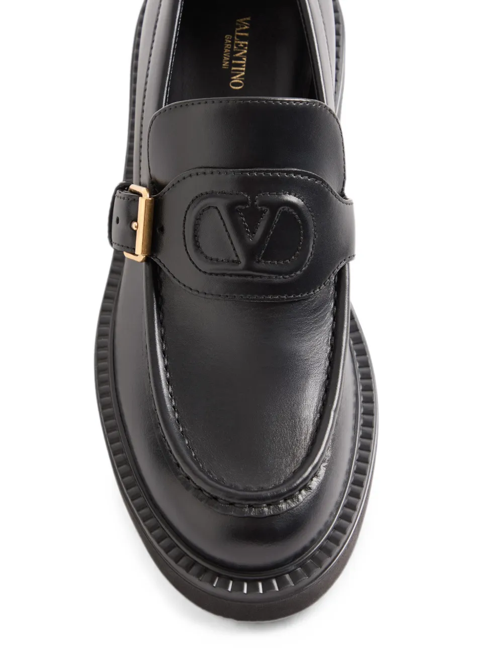 Valentino Garavani VLogo embossed calfskin moccasins 40mm Zwart