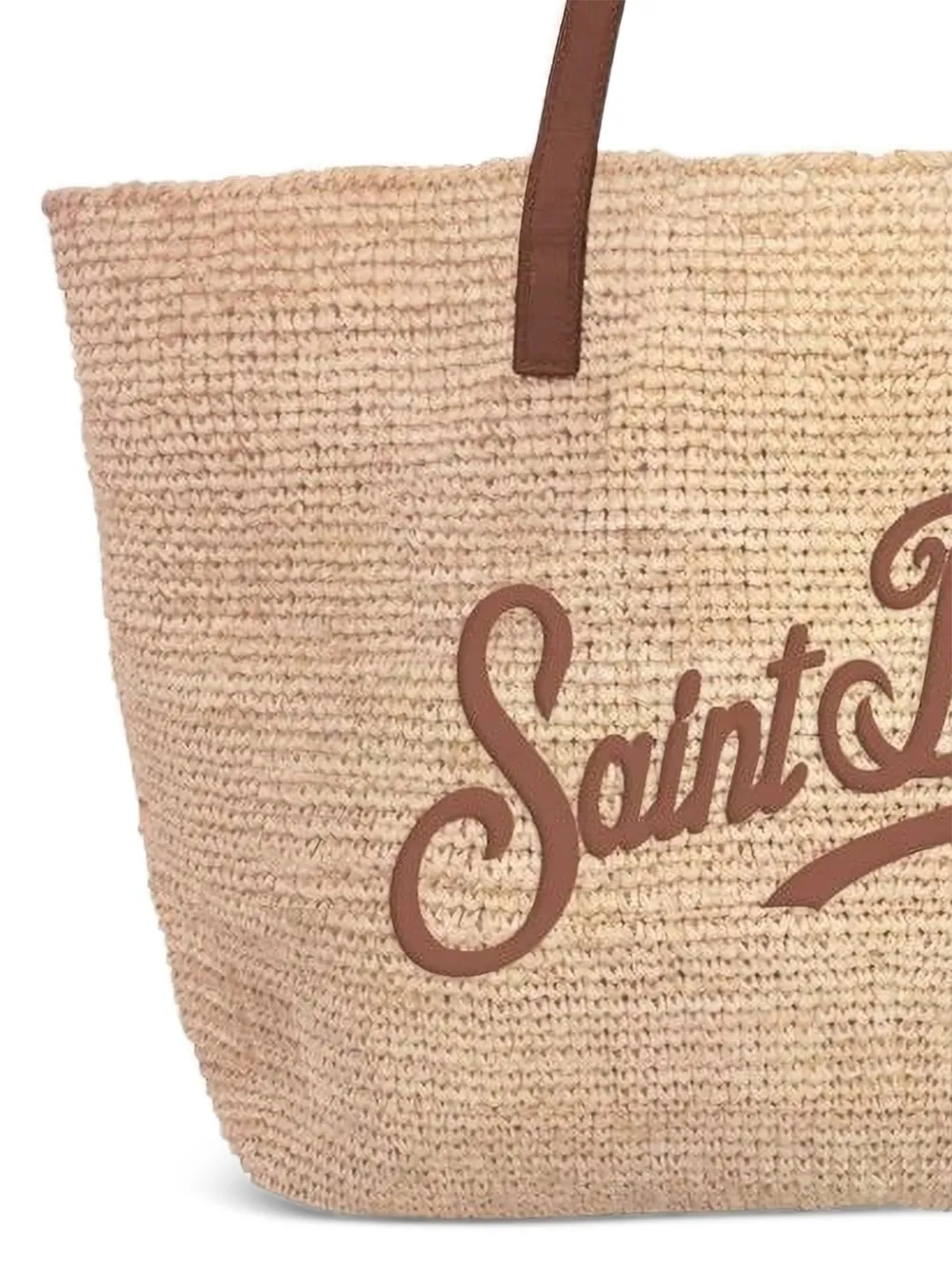 MC2 Saint Barth Raffia City shopper met borduurwerk Beige