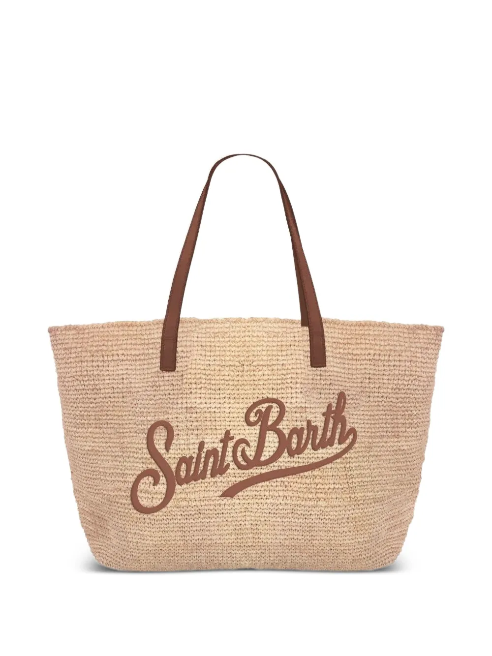 MC2 Saint Barth leather-embroidered raffia shoulder bag · OS