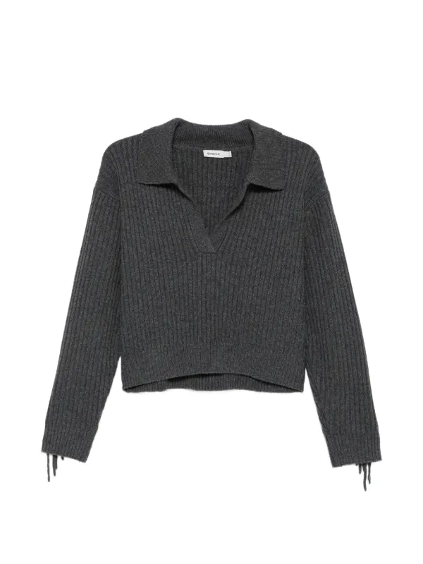 Simkhai Natalia Fringe-trimmed Sweater in Grey