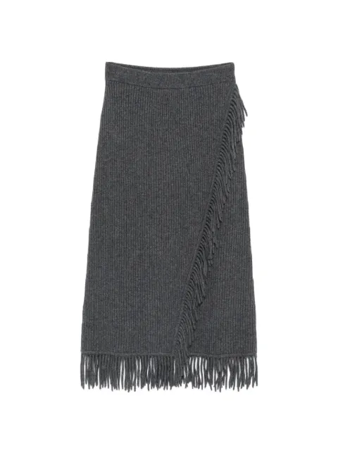 SIMKHAI Casey fringe-trim ribbed midi skirt