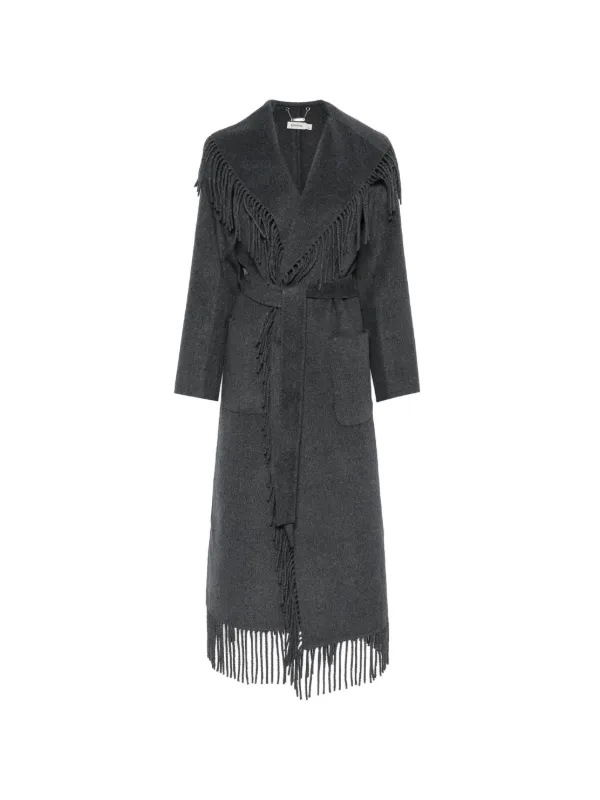 Simkhai Carrie Fringe Robe Coat in Grey