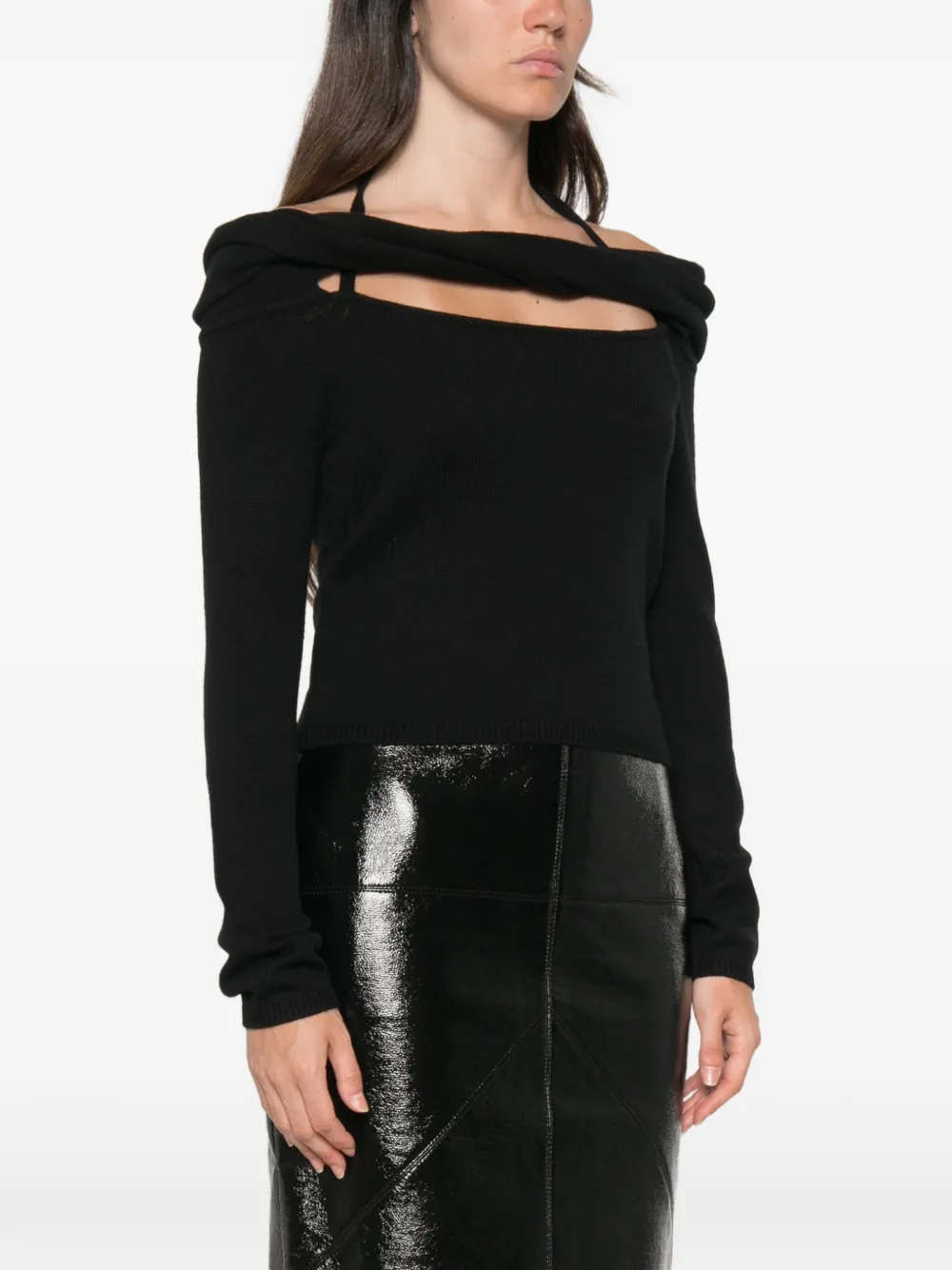 SIMKHAI Cambria off-shoulder trui Zwart