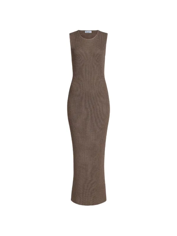 alaia knit dress Alaïa waffle-knit Sleeveless Midi | Brown Daily Wear