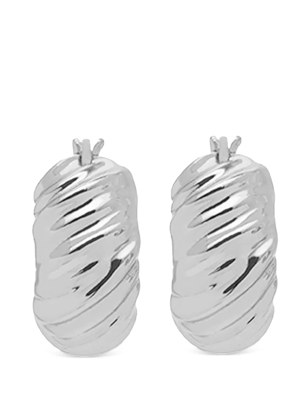 YOJ Kola ribbed hoop earrings - Argento