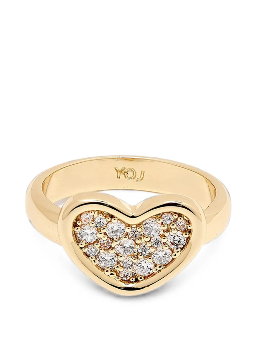 YOJ Loff Heart crystal-embellished rings - Oro