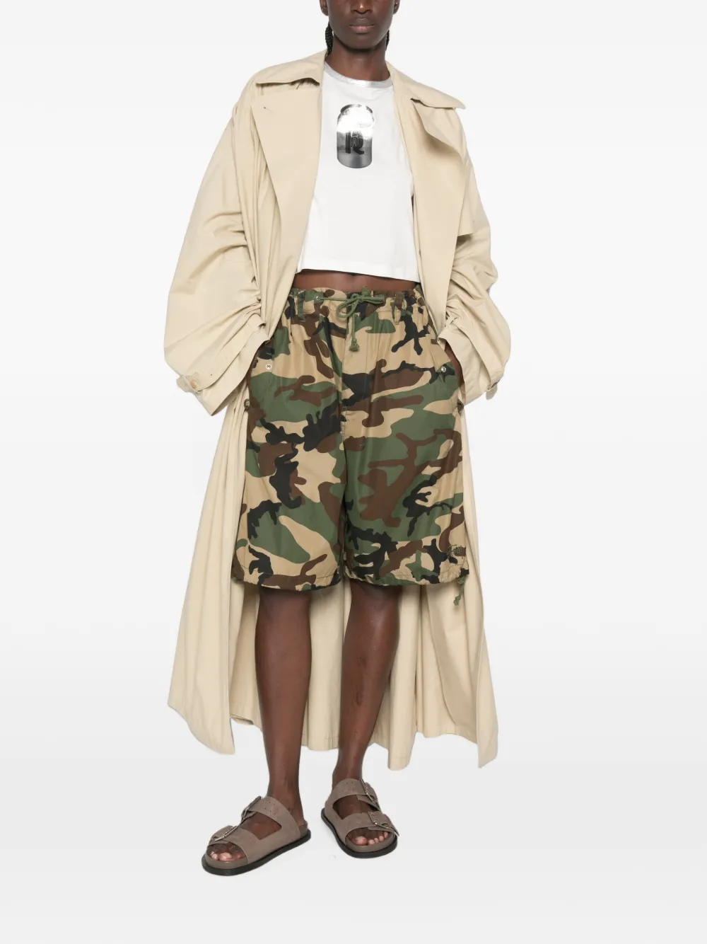 Stussy Surplus Camouflage-print Shorts In Green