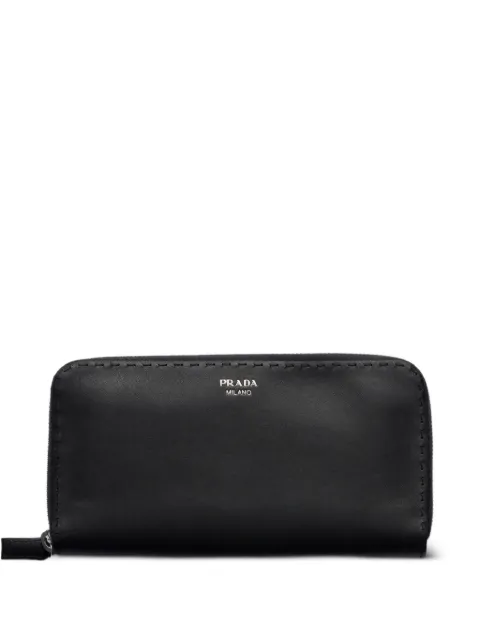 Prada antiqued-leather wallet