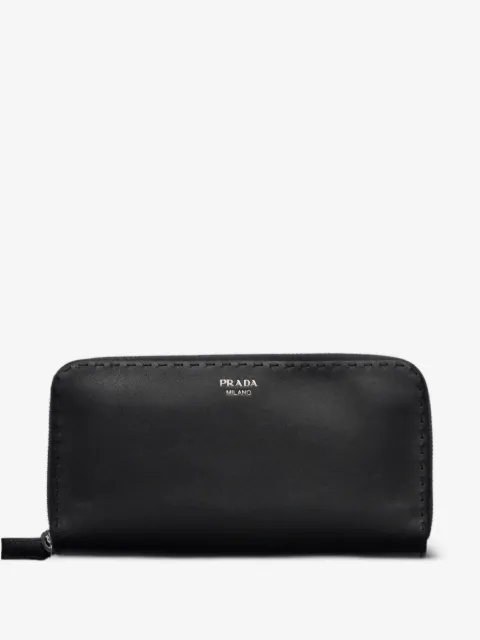 Prada antiqued-leather wallet