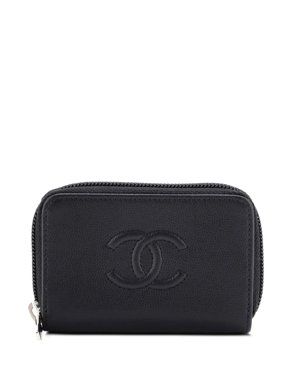 CHANEL Pre-Owned Portamonete Timeless in pelle Caviar con zip a giro - Nero
