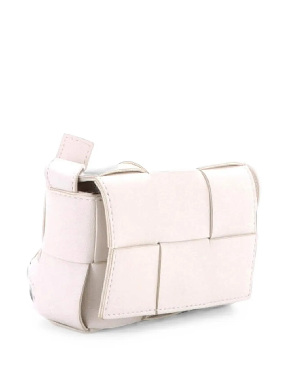  Bottega Veneta Pre-owned Borsa A Tracolla Candy Cassette In Pelle Con Motivo Maxi Intrecciato - Bianco 