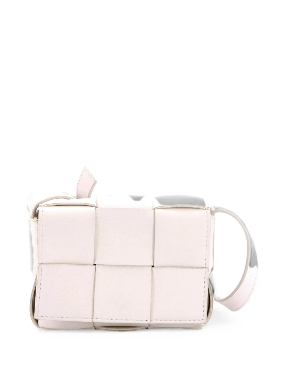 Bottega Veneta Pre-owned Borsa A Tracolla Candy Cassette In Pelle Con Motivo Maxi Intrecciato - Bianco 