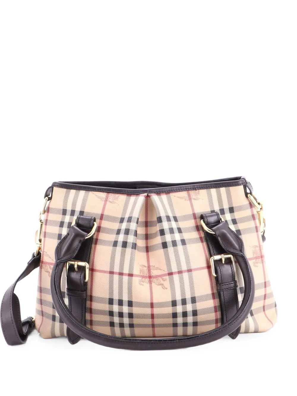 Burberry Pre-Owned Borsa a tracolla Northfield piccola convertibile in tela cerata con motivo Haymarket - Marrone