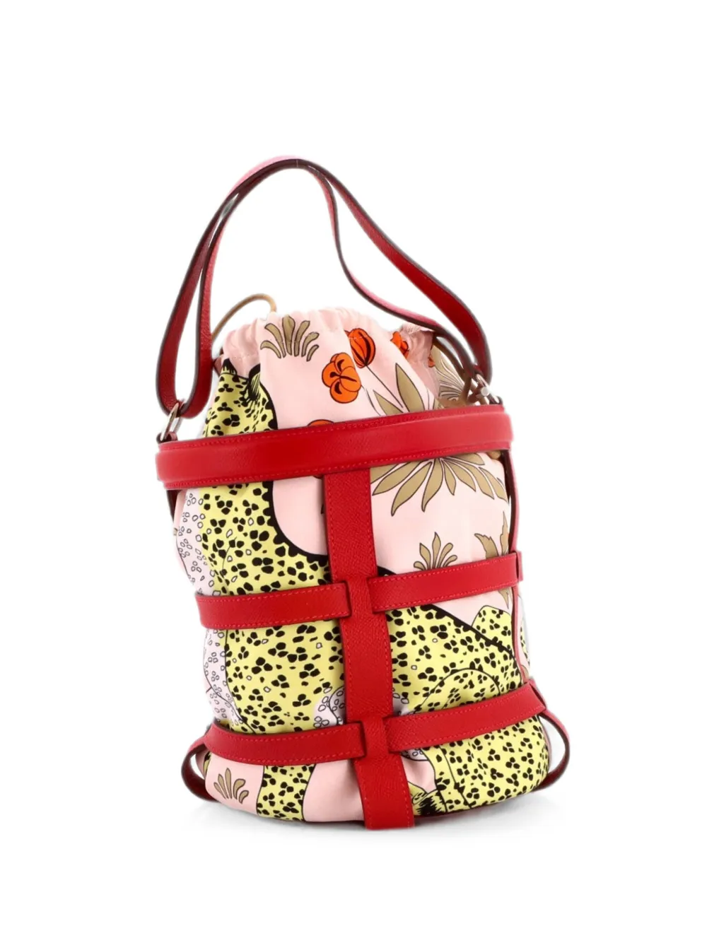 Hermès Pre-Owned Musardine Printed Silk with Leather bucket bag - Multicolour