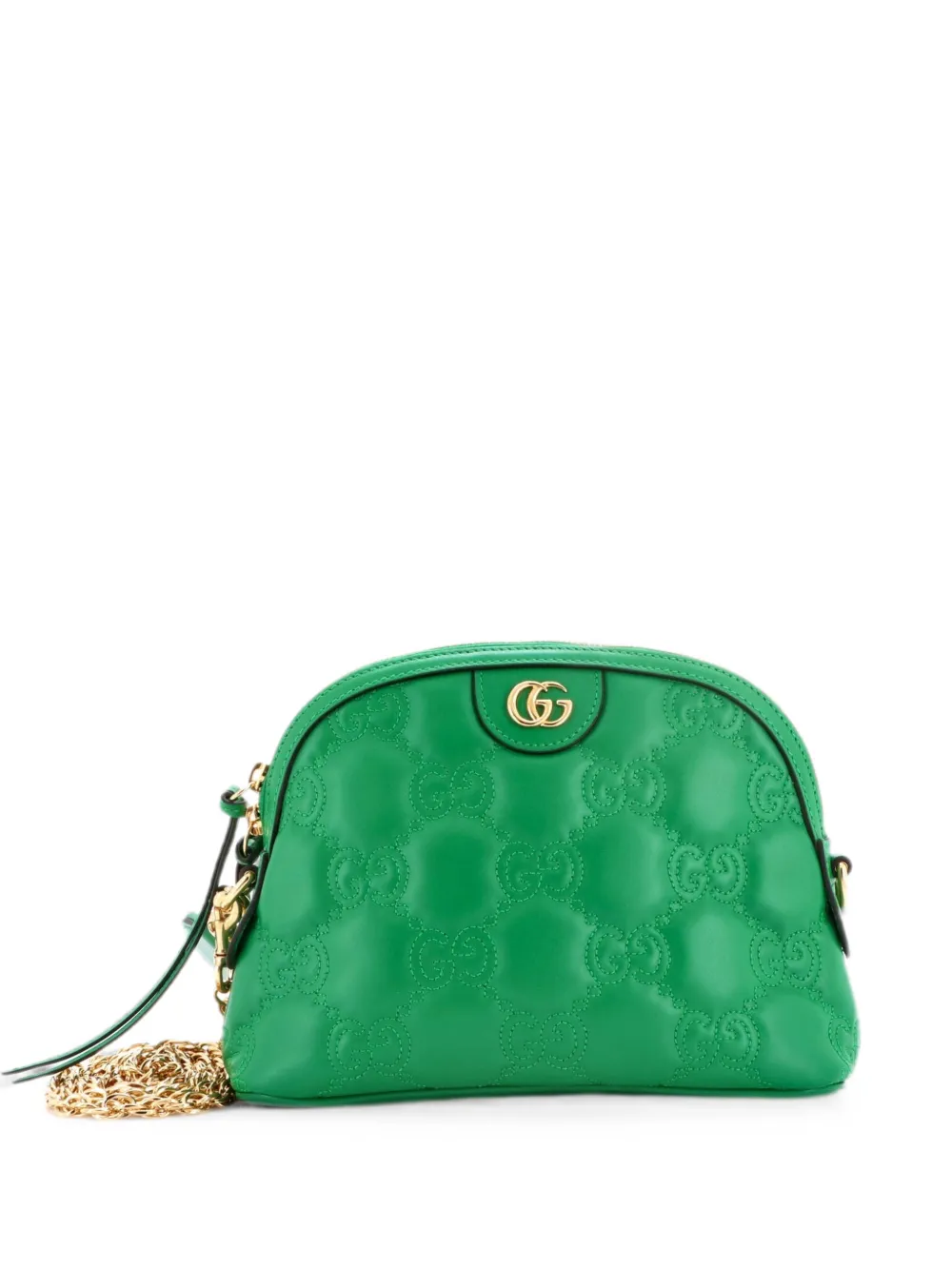 Gucci Pre-Owned Borsa a spalla Dome GG piccola in pelle matelassé con zip e catena - Verde