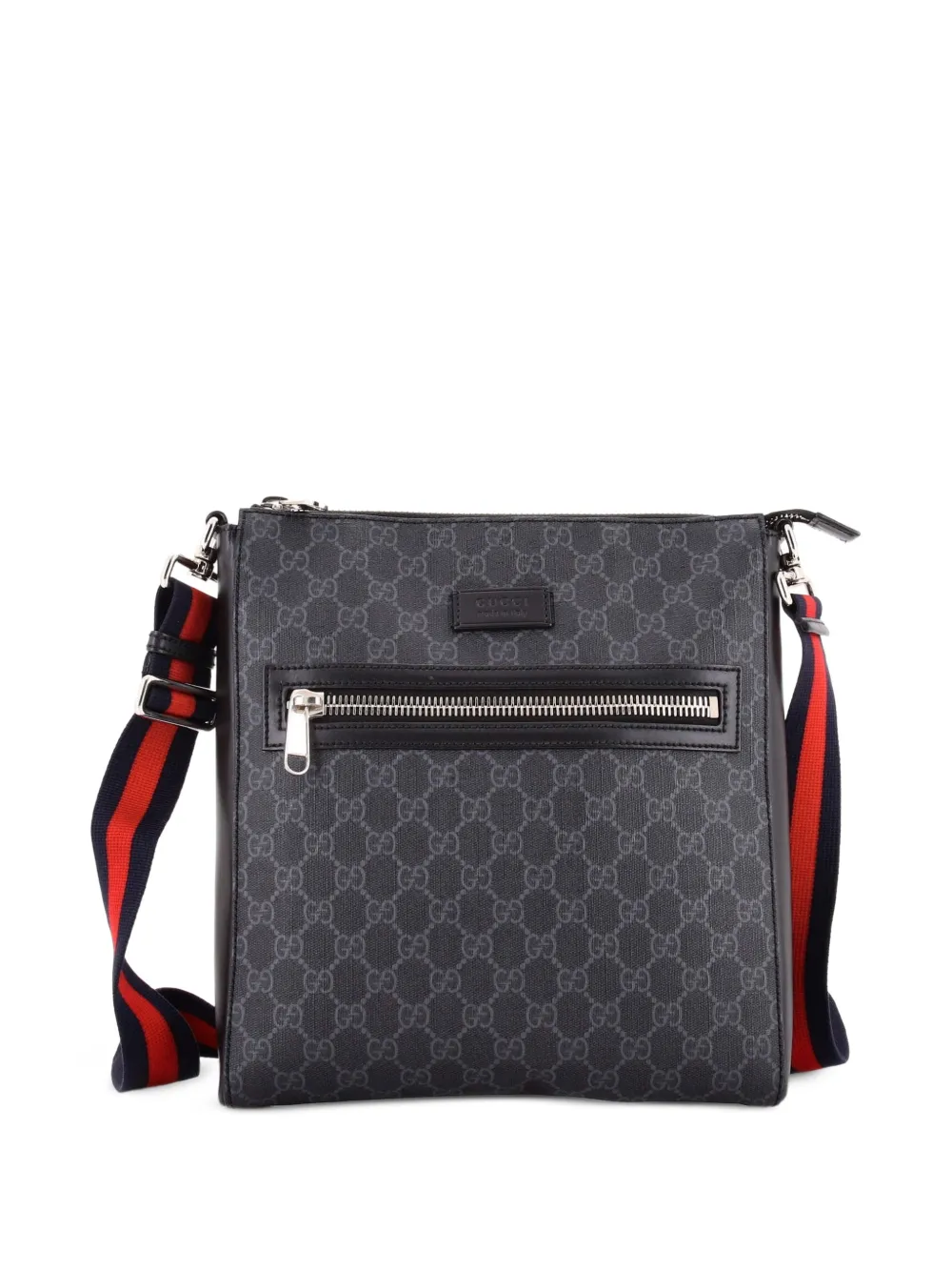 Gucci Pre-Owned Borsa a tracolla GG media in tela cerata con decorazione Web - Nero