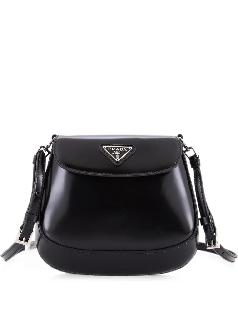 Prada Pre-Owned Borsa a spalla Cleo mini in pelle spazzolata con battente - Nero