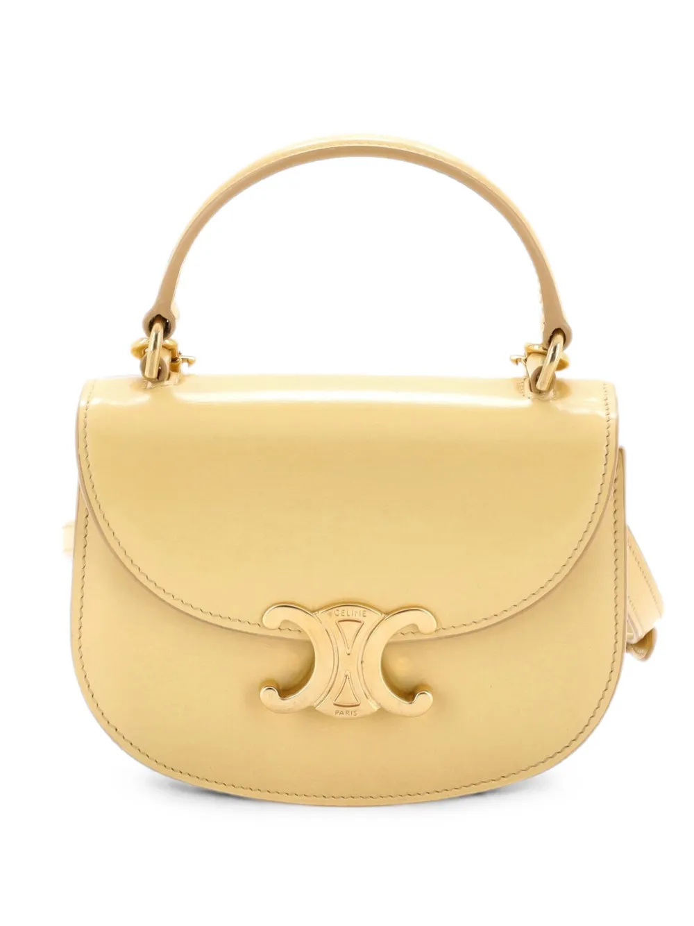 Celine Pre-Owned Borsa a tracolla Triomphe Besace Clea mini in pelle con battente e manico - Giallo