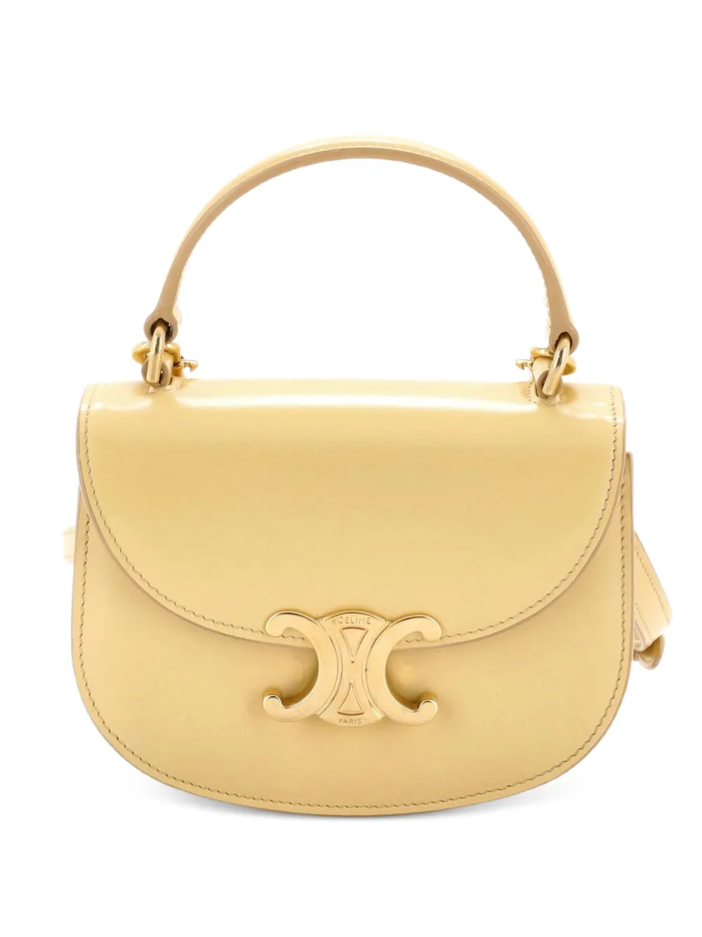 Celine Pre-Owned Borsa a tracolla Triomphe Besace Clea mini in pelle con battente e manico - Giallo