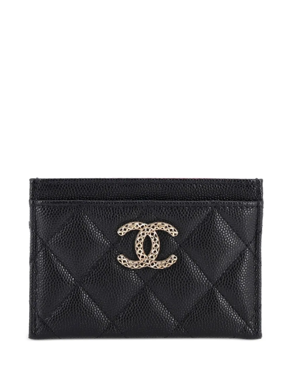 CHANEL Pre-Owned Portacarte trapuntato CC in pelle Caviar - Nero