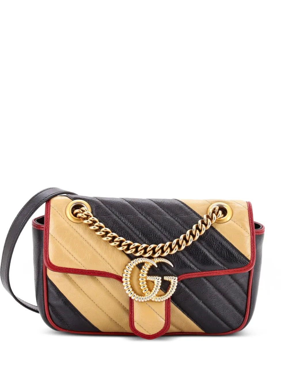 Gucci Pre-Owned Borsa a tracolla GG Marmont mini in pelle trapuntata con battente e motivo diagonale - Nero