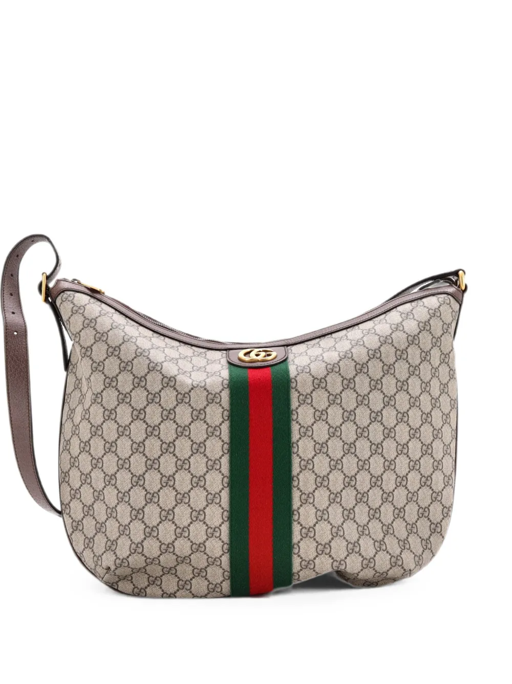 Gucci Pre-Owned Borsa passepartout Ophidia Half Moon GG grande in tela cerata - Marrone
