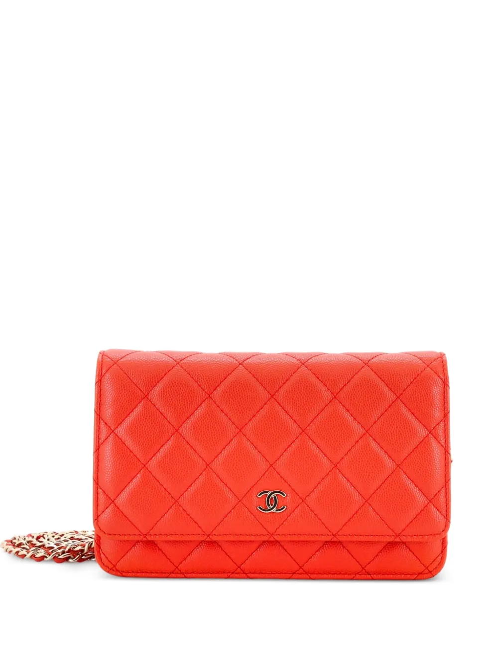 CHANEL Pre-Owned Wallet on Chain Quilted Caviar crossbody bag - Orange