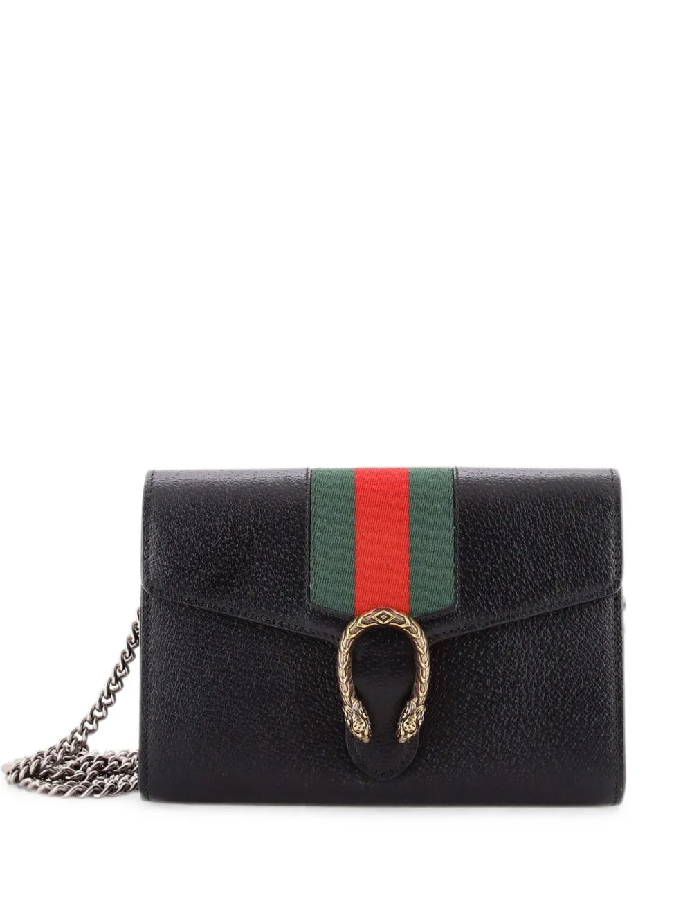 Gucci Pre-Owned Borsa a tracolla Dionysus piccola in pelle con decorazione Web e catena - Nero