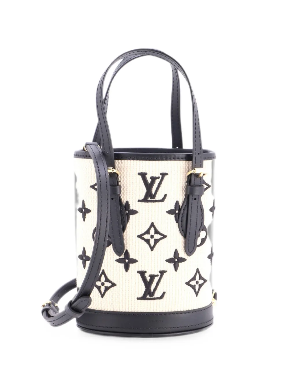 Louis Vuitton Pre-Owned Borsa a secchiello By The Pool nano in rafia con monogramma - Toni neutri