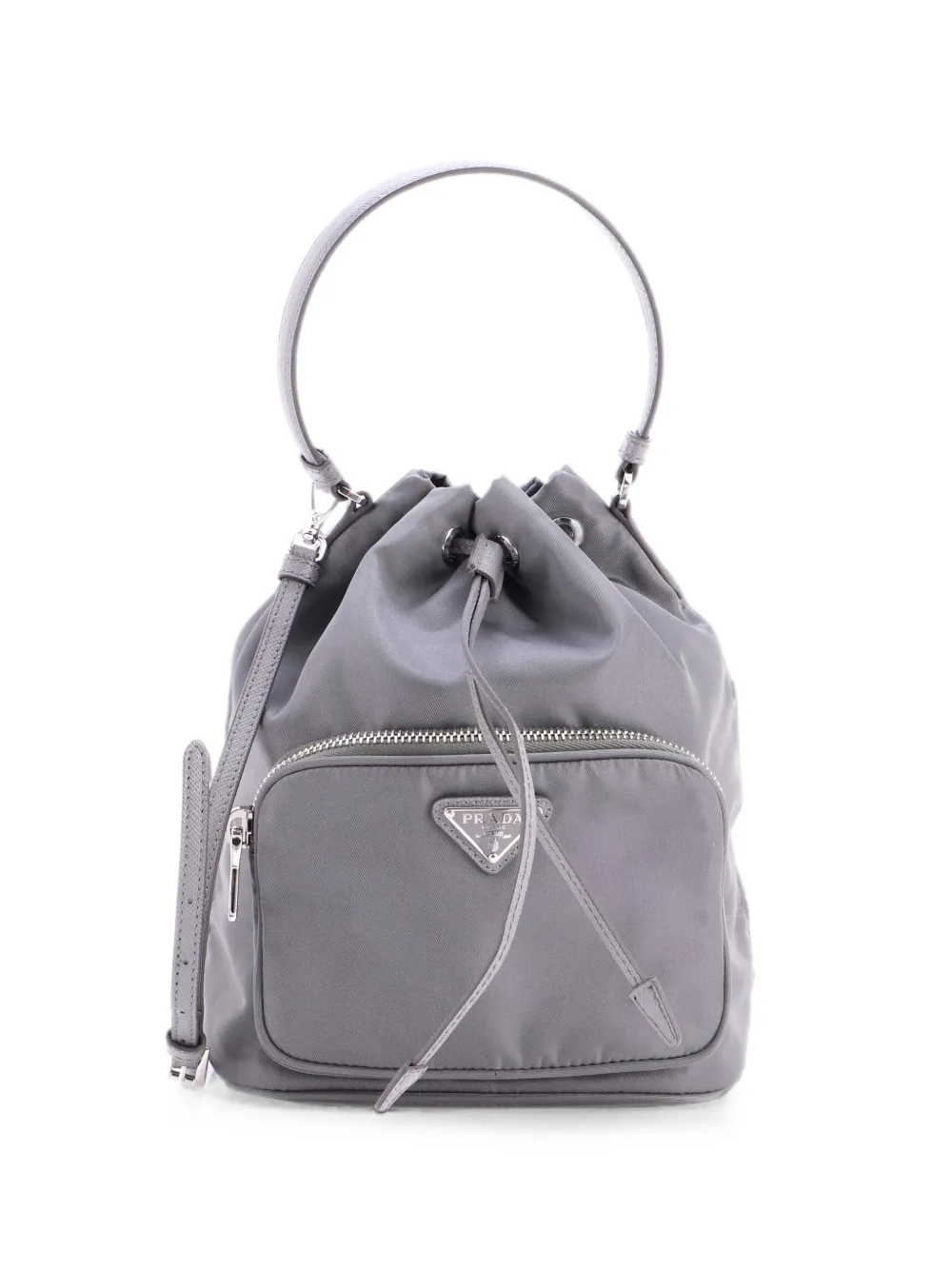 Prada Pre-Owned Borsa a secchiello piccola in Re-Nylon con coulisse - Grigio